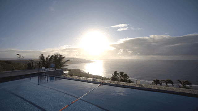Serene poolside with ocean view
