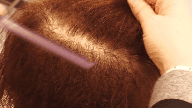 Hair being styled with a comb