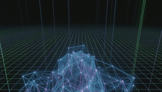 Digital network with glowing nodes