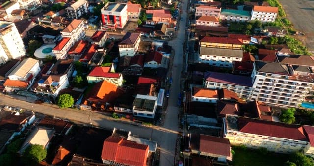 Aerial View of a Bustling Town