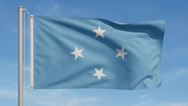 Flag of Federated States of Micronesia fluttering in sky