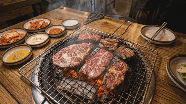 Beef grilled over charcoal