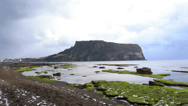 Coastal scenery with rocky hills