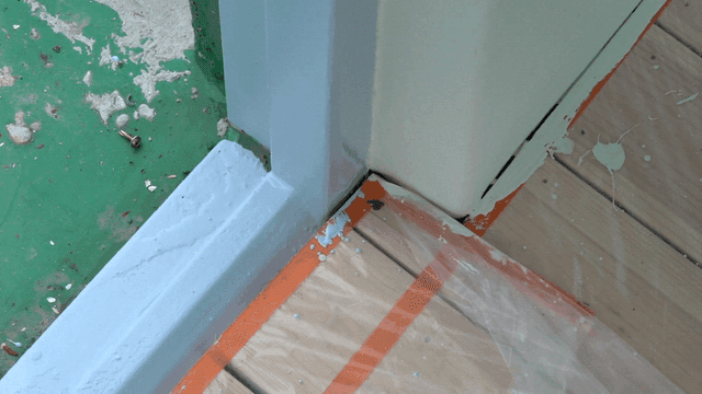 Painted corner of a door frame