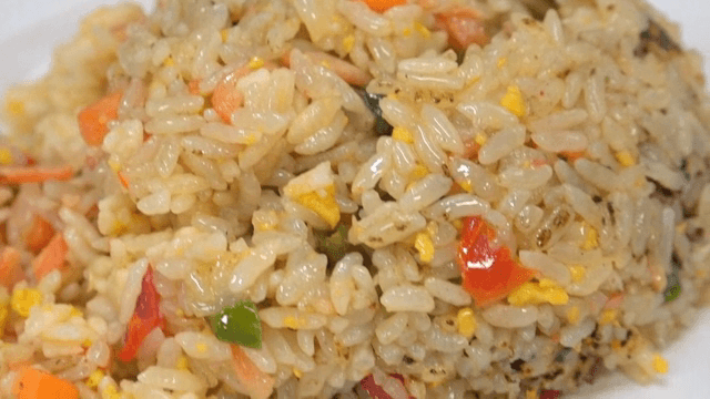 A plate of colorful fried rice