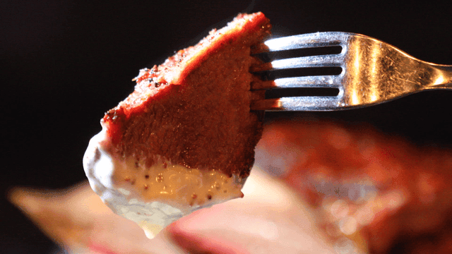 BBQ brisket dipped in cream sauce