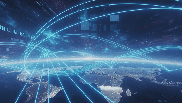 Digital network lines over Earth