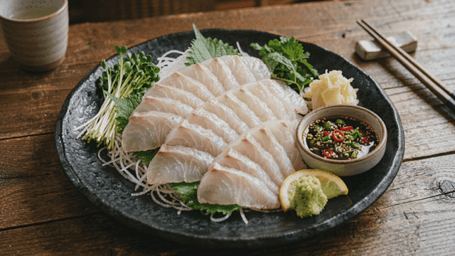 Fresh sashimi platter with garnish