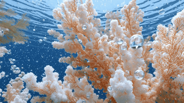 햇살이 비치는 바닷속 산호