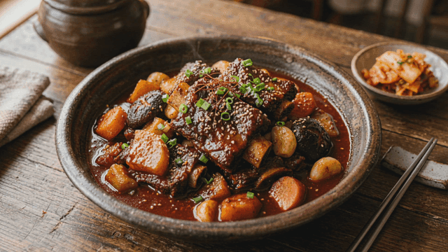 Hearty marinated braised short ribs