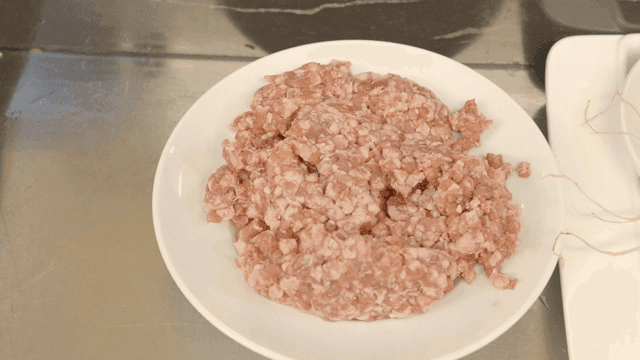 Ground meat on a white plate