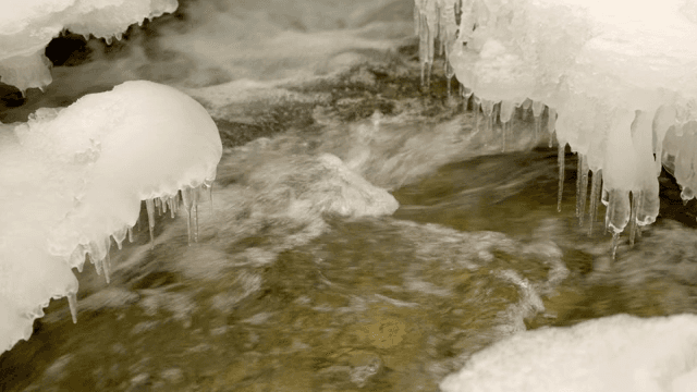 얼음 아래로 흐르는 강