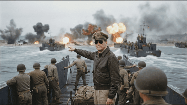 Military operation on a beach with soldiers