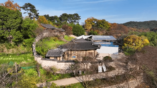 Traditional Korean house in autumn
