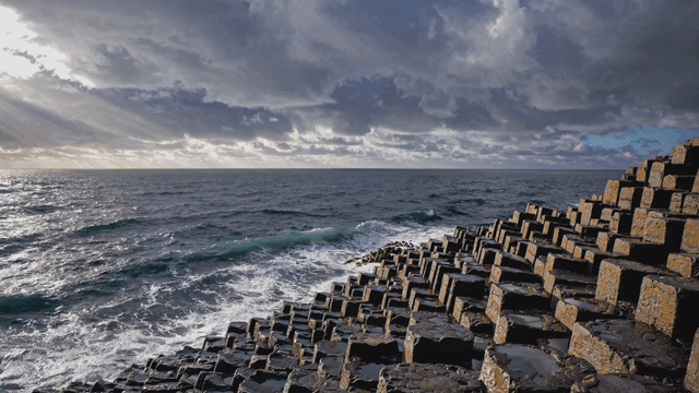 Rocky coastline with waves crashing