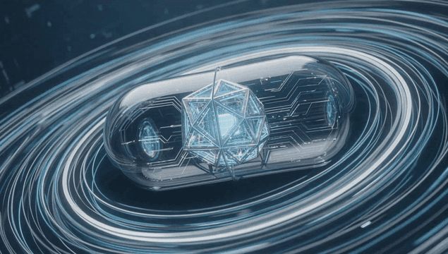 Futuristic capsule with glowing core