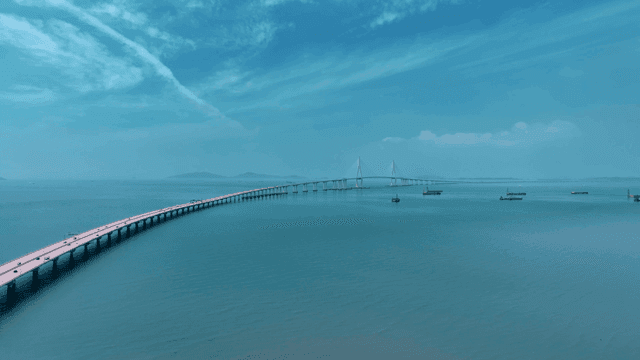 Long bridge connecting over sea
