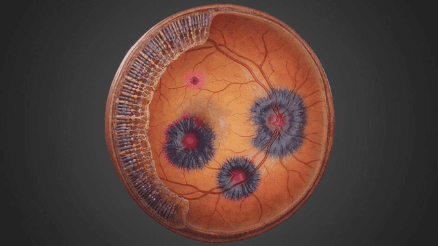 Detailed view of diseases of human retina