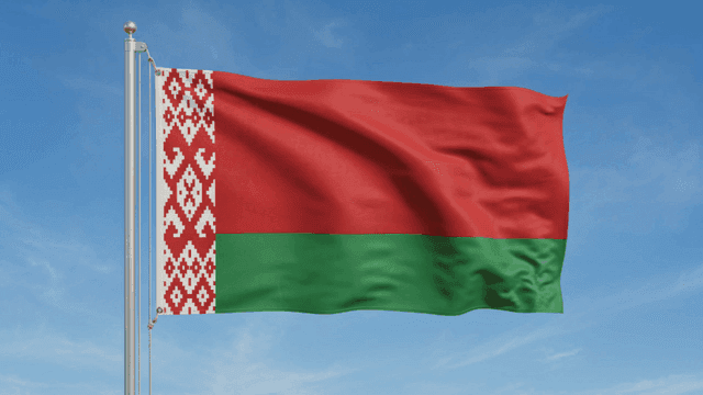 Belarusian flag fluttering against clear sky