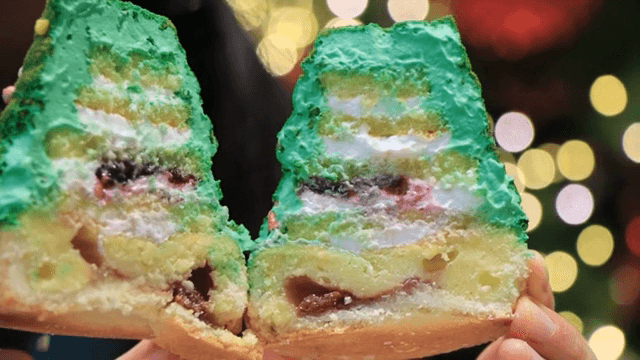 크리스마스 트리 모양 빵의 단면