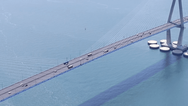 A large bridge spanning over the sea