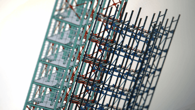 3D model of a building structure on screen