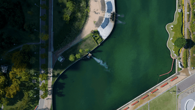 Modern and clean lakeside park