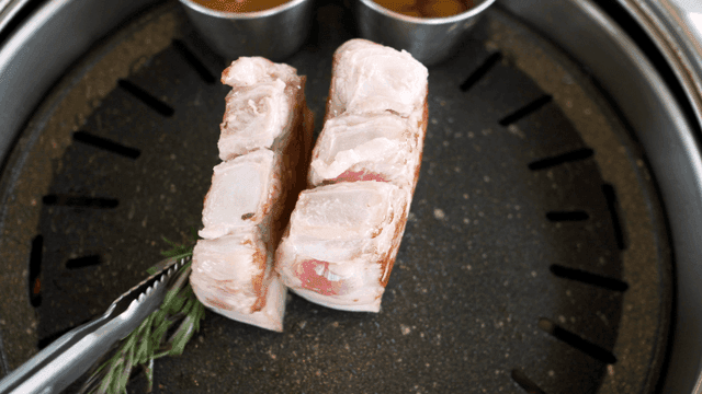 Pork belly grilled on barbecue