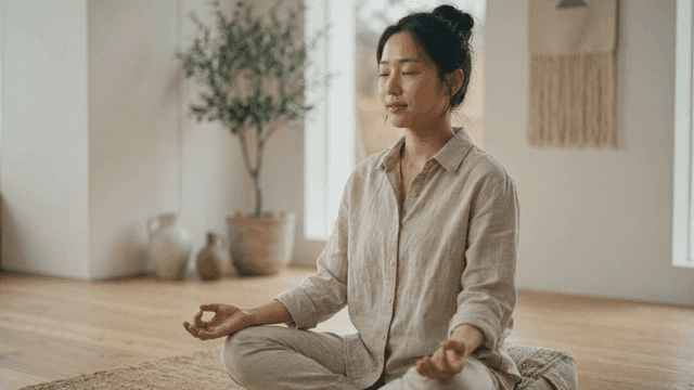 Woman meditating peacefully