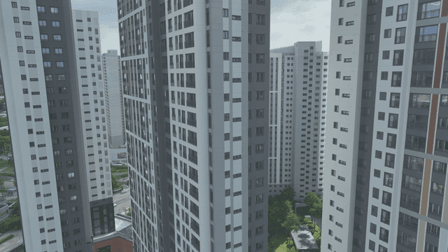 도시의 높은 아파트 건물