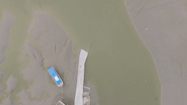 고요한 바닷가에 정박한 배들