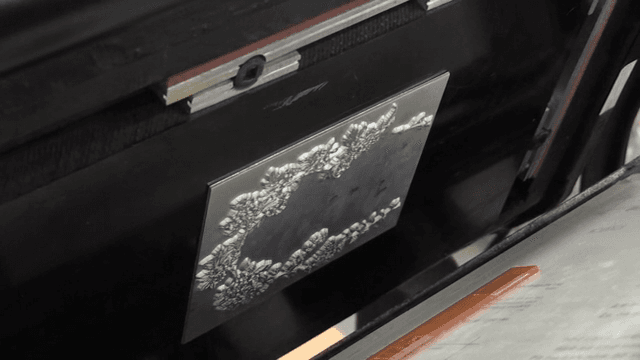 레터프레스의 활판 근접 촬영