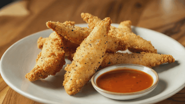 Crispy chicken tenders with dipping sauce