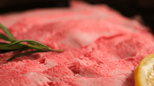 Fresh raw meat with lemon and rosemary