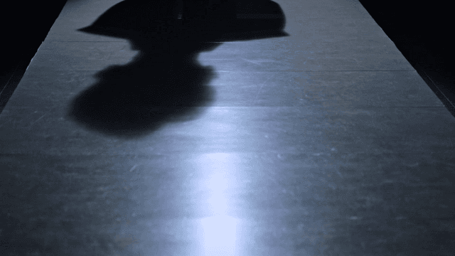 Silhouette of a figure cast under lighting