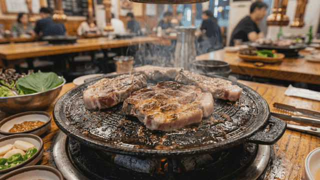 Pork neck grilled on hot grill