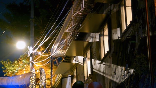 Night view of a building with lights