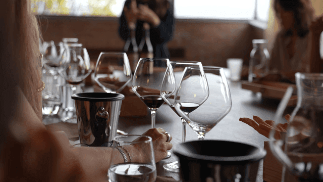Wine tasting event with glasses on a table