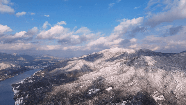 Snow-covered mountains under a clear sky