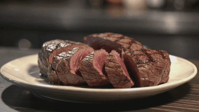 Juicy steak slices on a plate