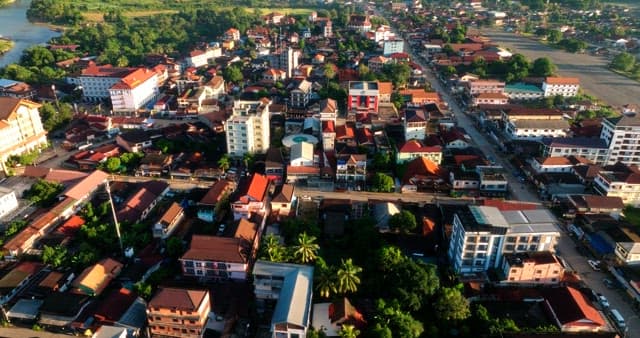 Aerial View of a Bustling Town