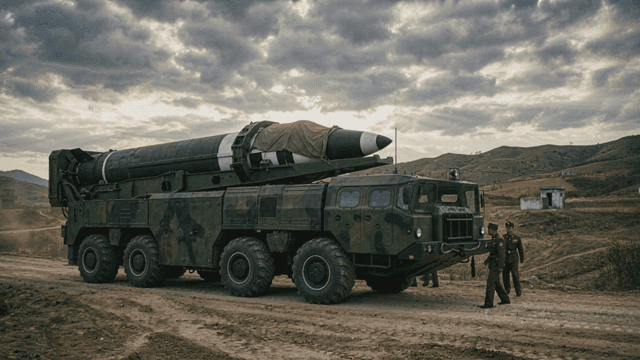 Military vehicle carrying North Korean missiles