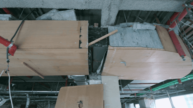 Interior construction with exposed pipes