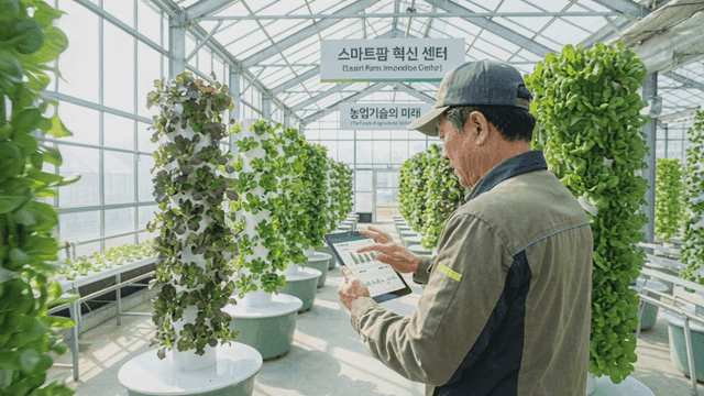 Farmers using tablets in smart farm