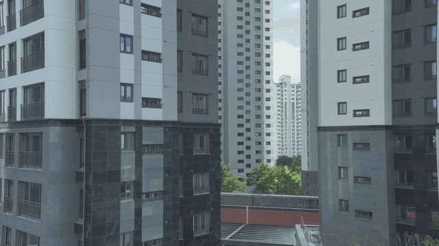 도시의 높은 아파트 건물