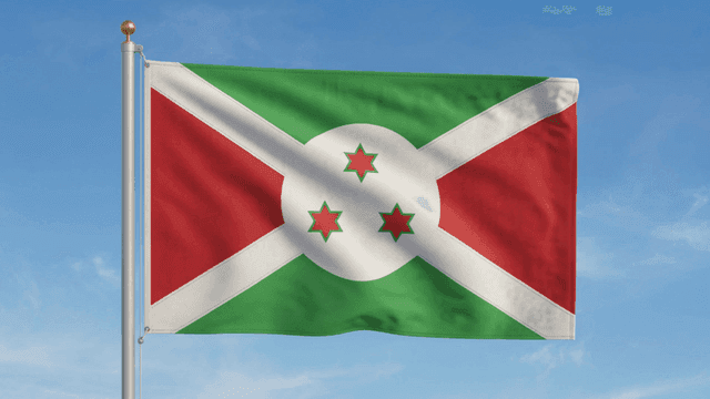 Burundian flag fluttering under clear sky