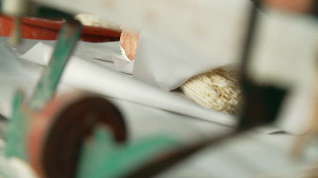 Handmade noodles carefully wrapped in paper