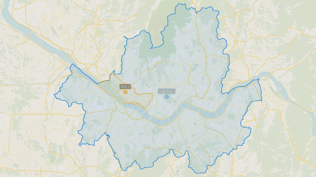 Map showing boundaries of Mapo-gu, Seoul