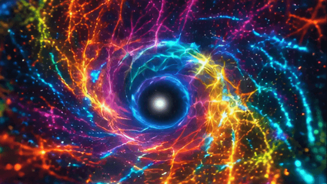 밝은 빛이 있는 다채로운 소용돌이