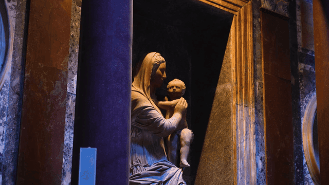Statue of Virgin Mary holding child